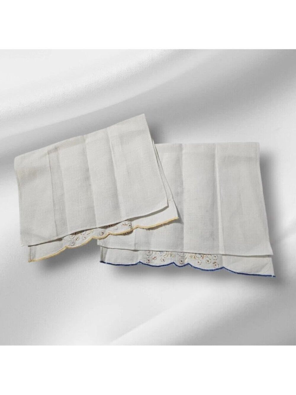 Bundle 6 Linen Napkins Tea Towel Multicolor Floral Embroidered Spring Tableware - Picture 9 of 9